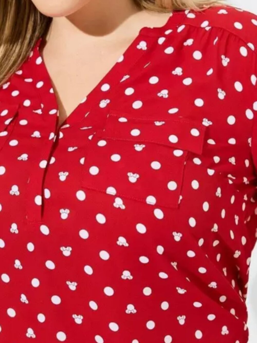 DISNEY CHIFFON POLKA DOT MINNIE BLOUSE PLUS 1x